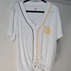Majestic White and Gold Women's Jersey Top